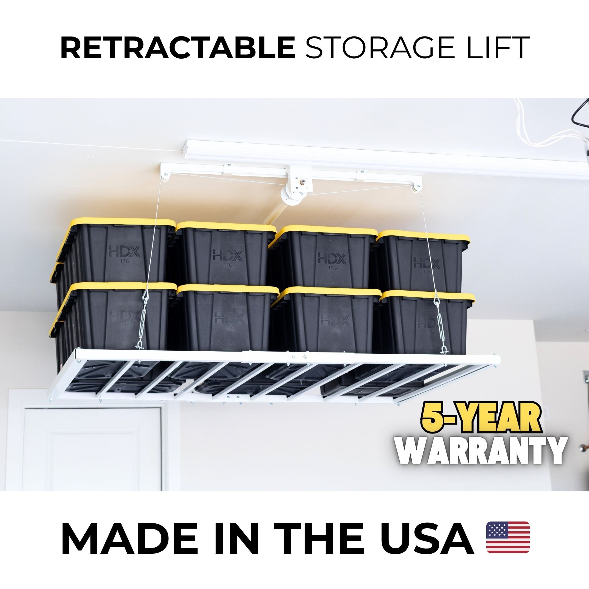 4'×6' E-Z Lift™ — Drill-Powered Garage Storage Lift | 400 lb | 8