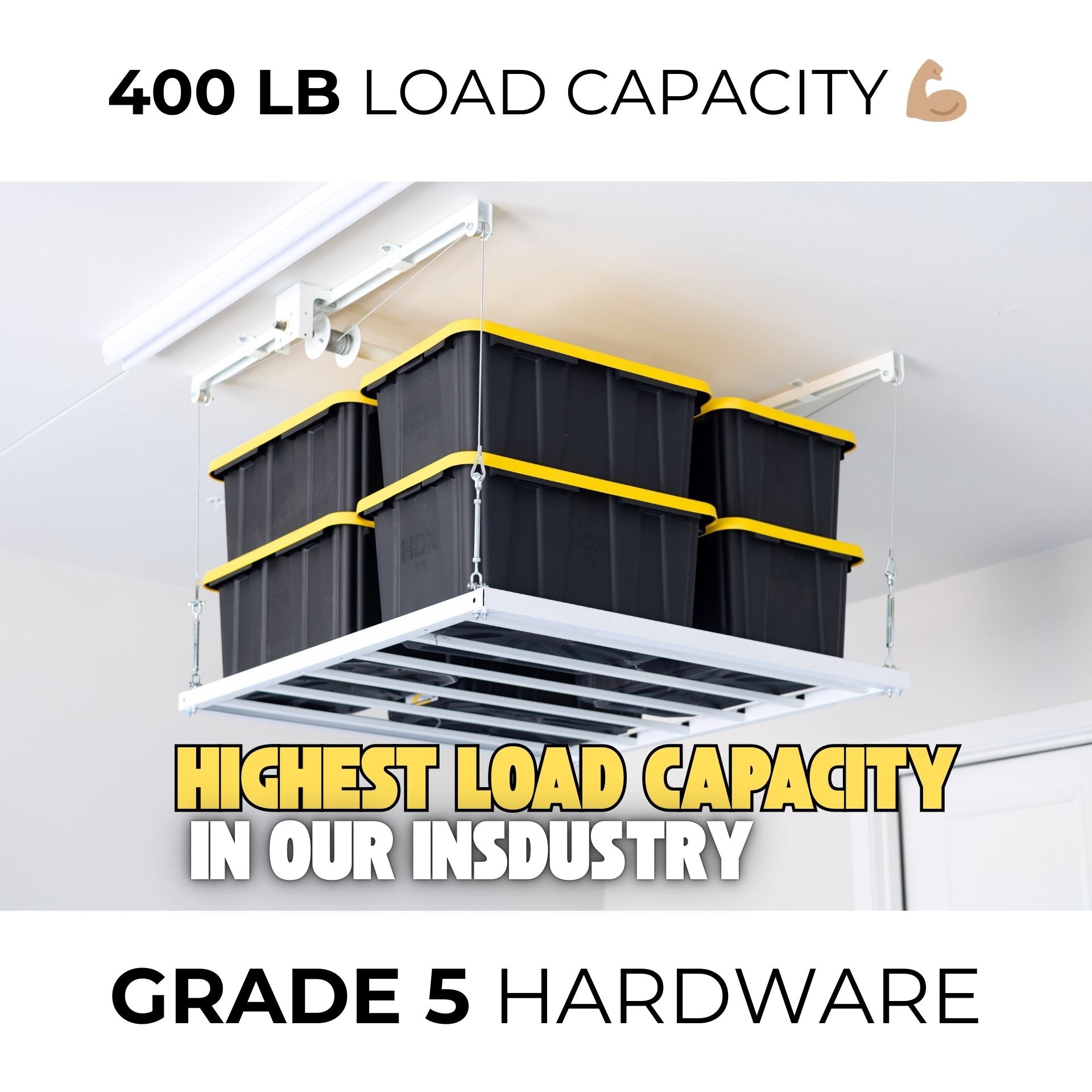 4'×4' E-Z Lift™ — Drill-Powered Overhead Garage Storage Lift | 400