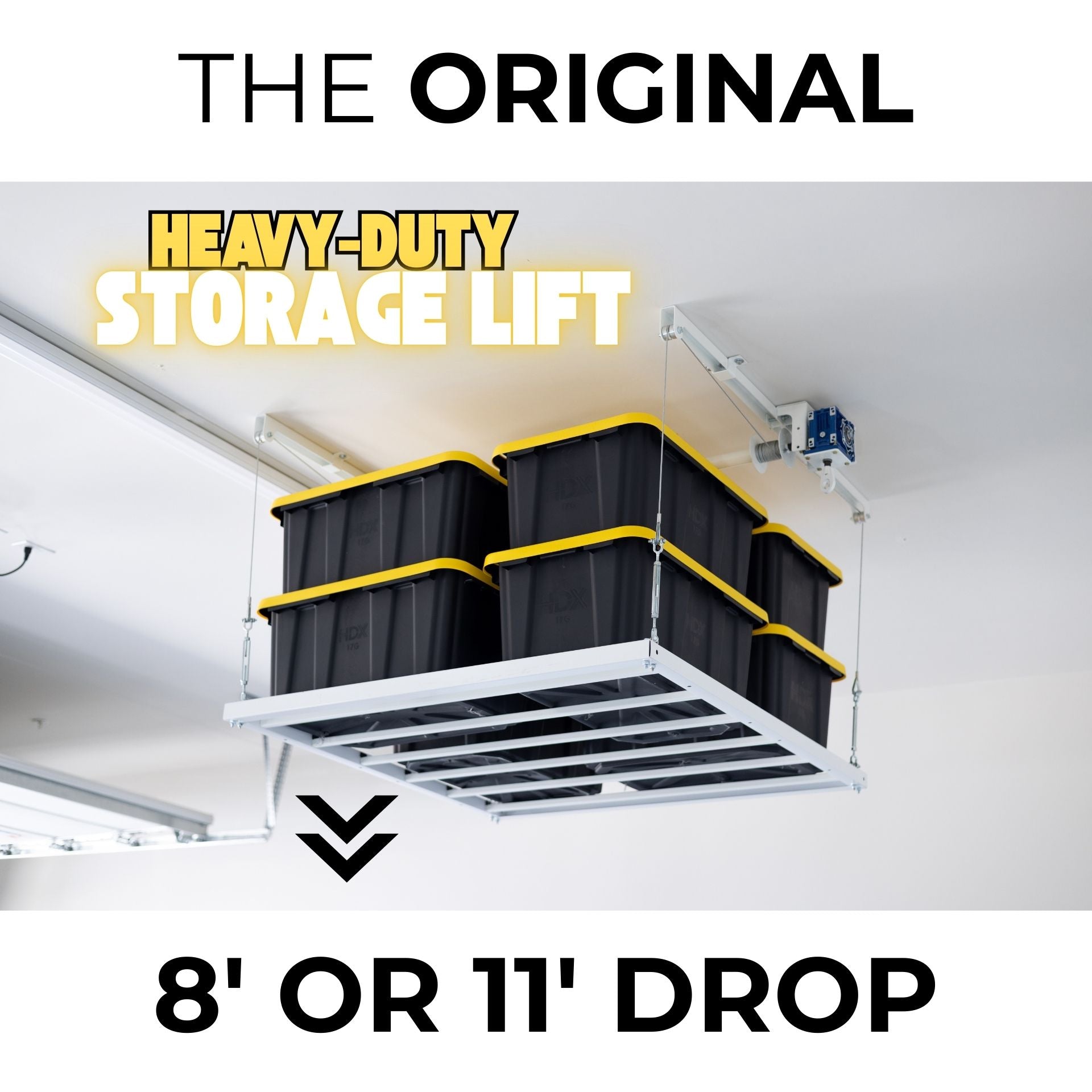 4'×4' E-Z Lift™ — Drill-Powered Overhead Garage Storage Lift | 400