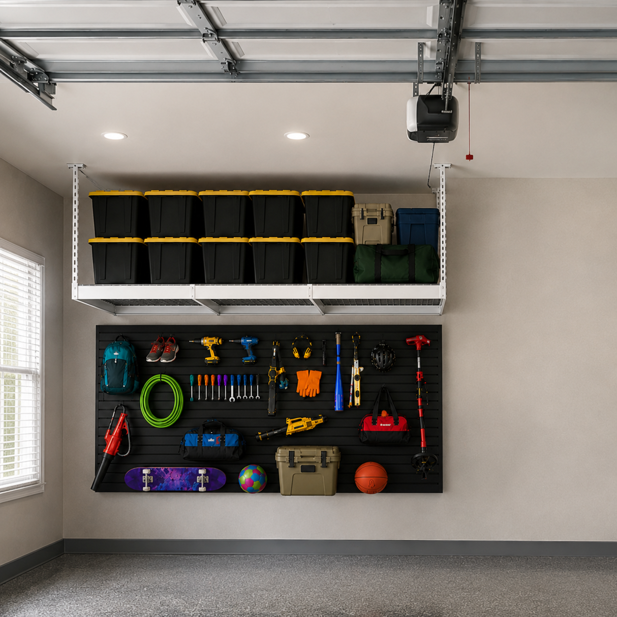 4' x 8' Overhead Storage Rack + Wall Organizer Bundle