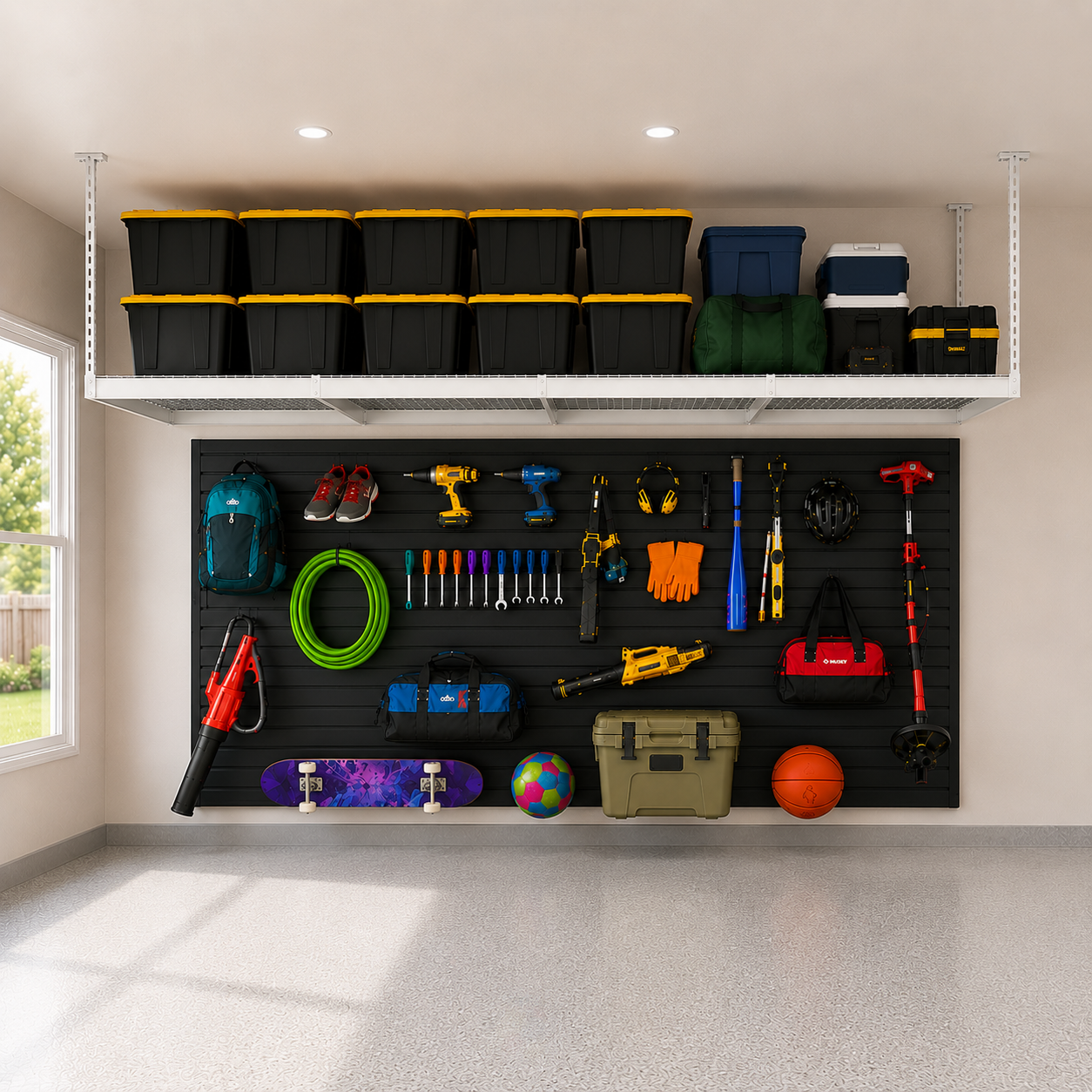 4' x 8' Overhead Storage Rack + Wall Organizer Bundle